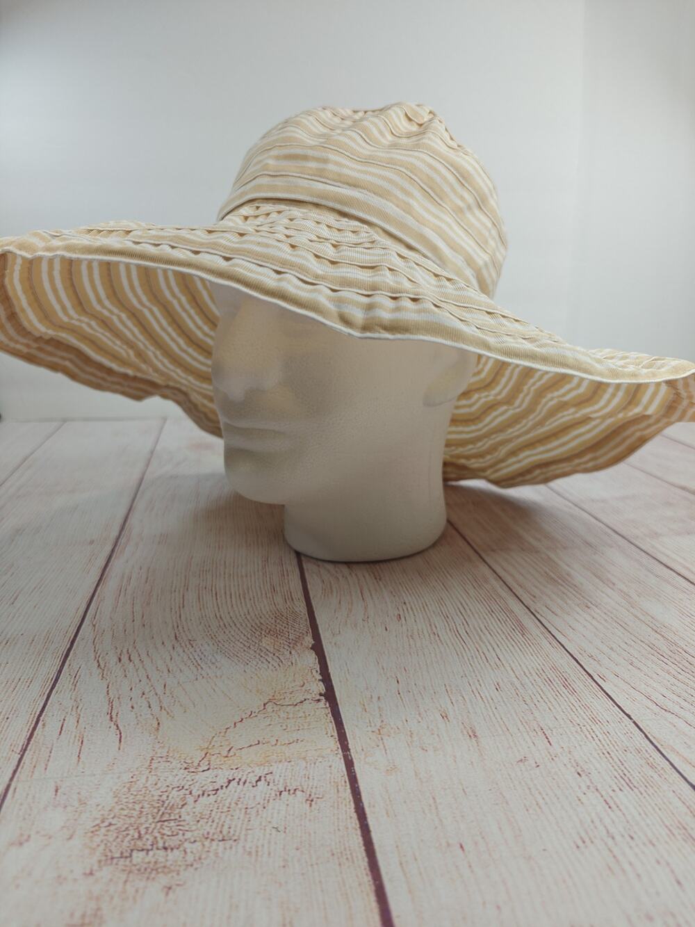 Four Buttons by San Diago Hat Company striped wide brim sun hat